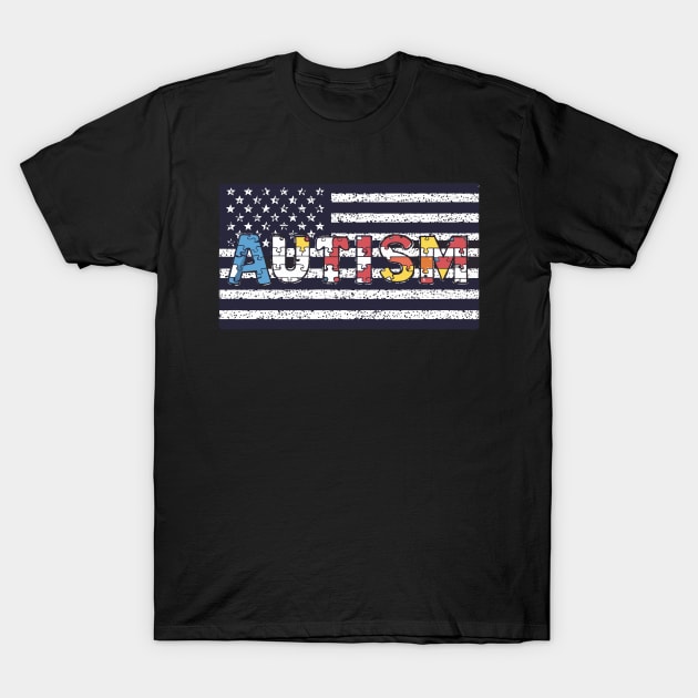 Autism Awareness Flag Shirts, American Flag Autism Dad Mom T-Shirt by Shopinno Shirts